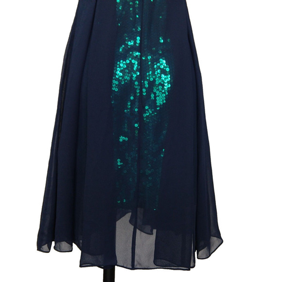 Reiss Etta Sheer Sequin Dress Size 4 New Emerald Green Blue Cocktail Formal - Picture 9 of 11